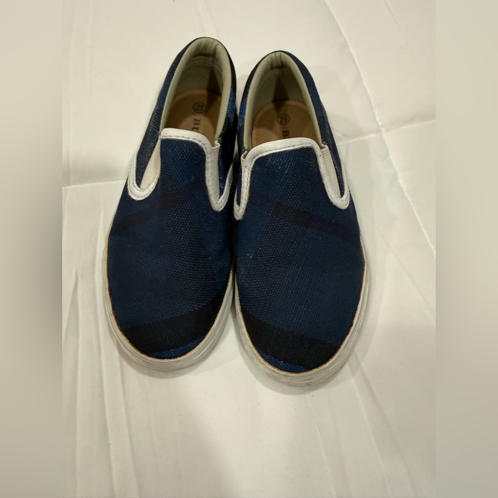 Burberry Navy and White Slip-On Shoes